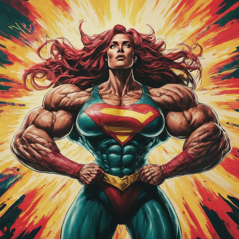 Muscle Goddess Super Heroine Female Bodybuilder, A.I. Art by Mister Squeezable